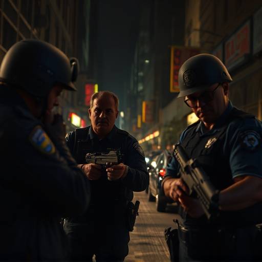 Affiche de la série 'Braquo', montrant des policiers en action dans un quartier urbain sombre.