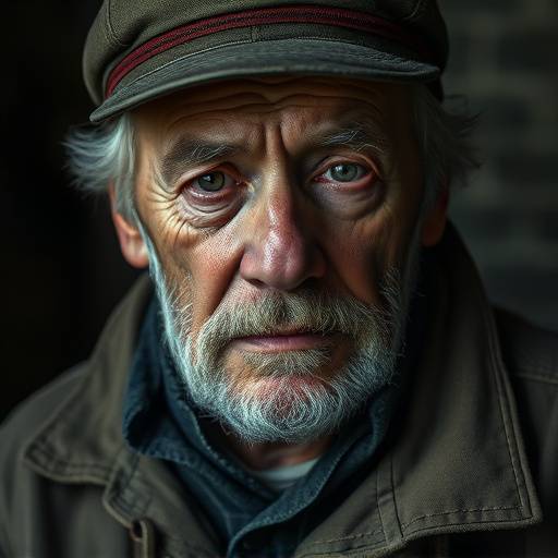 Portrait de Jacques Perrin, acteur jouant le rôle du vieux gardien de phare taciturne.