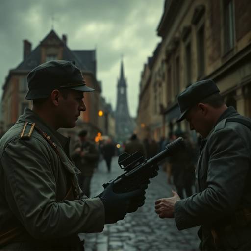 Scène de 'Échos du Passé', une série historique se déroulant pendant la Seconde Guerre mondiale en France.